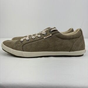 Taos Star Women's Canvas Lace Up Sneakers Khaki Tan Casual Comfort Shoes Size 11